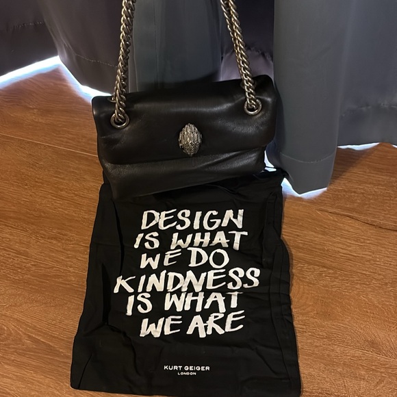 Kurt Geiger Handbags - Kurt Geiger Black Leather Bag with Chain Strap and Dust Bag